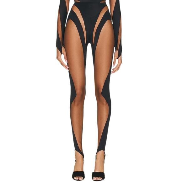 Mugler Rodeo sheer-panelled stirrup leggings size 2 - Picture 5 of 9